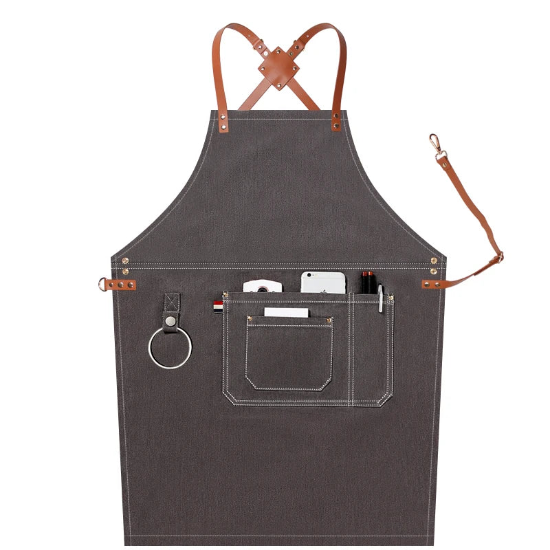 Custom Grey Denim Apron