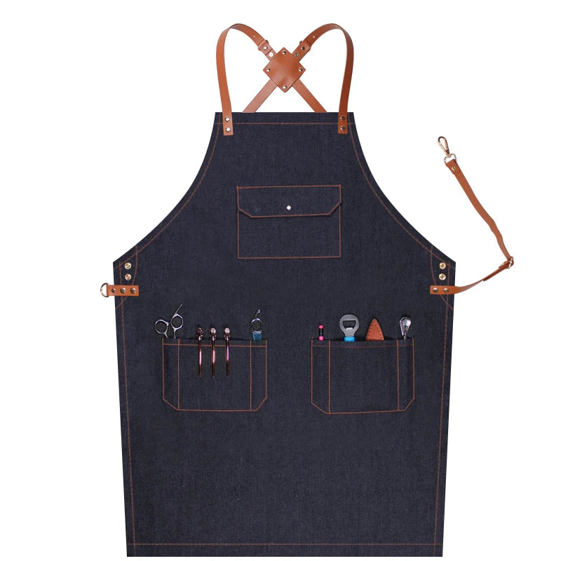 Custom Grey Denim Apron