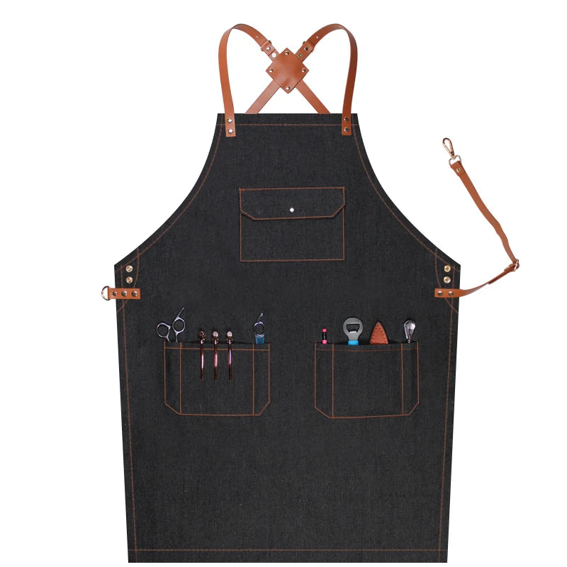 Custom Grey Denim Apron