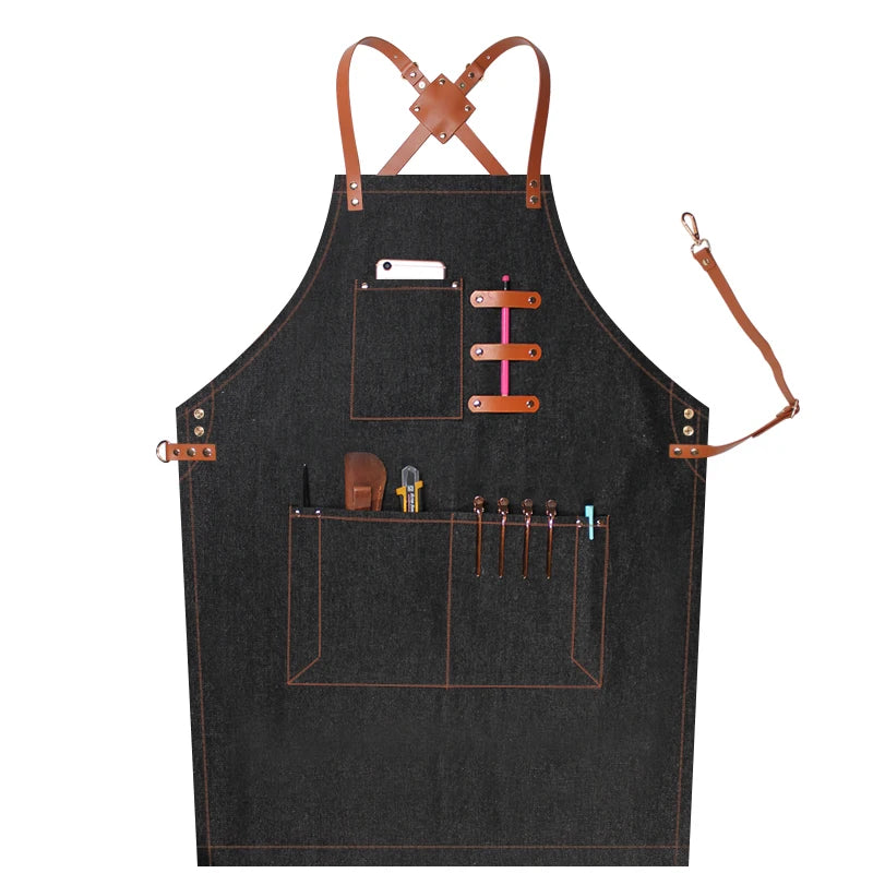 Custom Grey Denim Apron