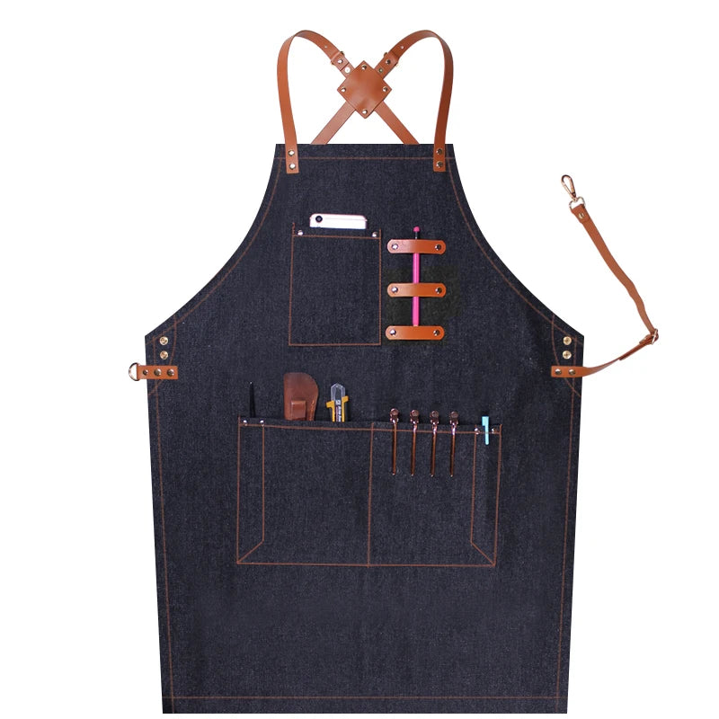 Custom Grey Denim Apron