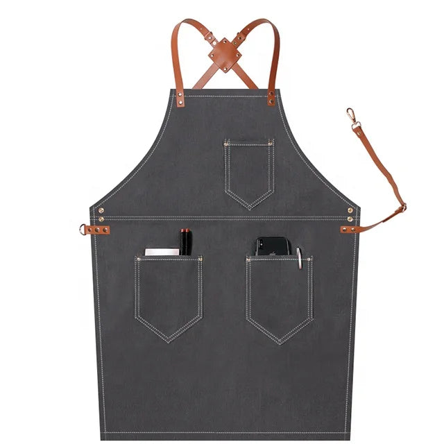 Custom Grey Denim Apron