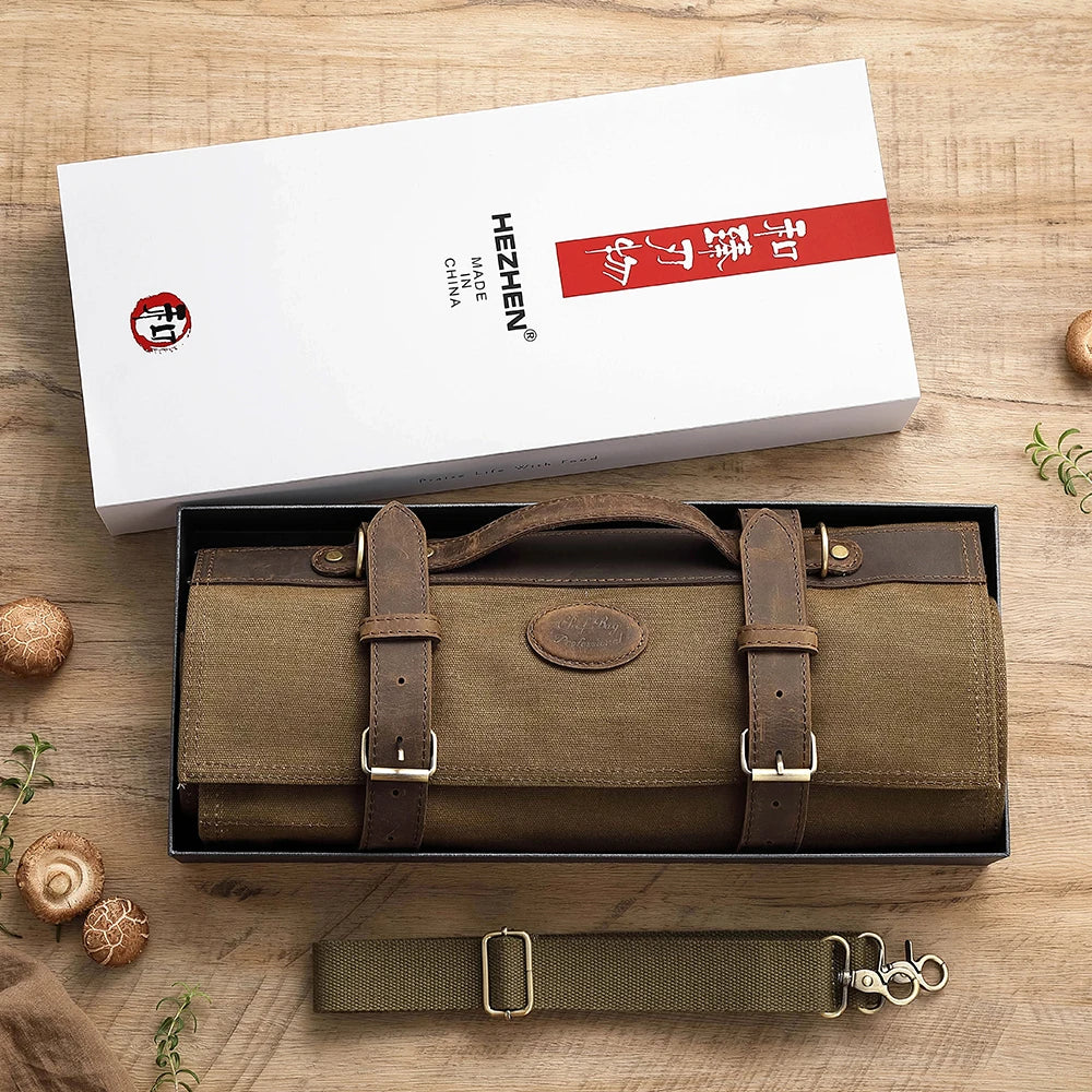 HEZHEN Oil-Waxed Canvas Knife Roll