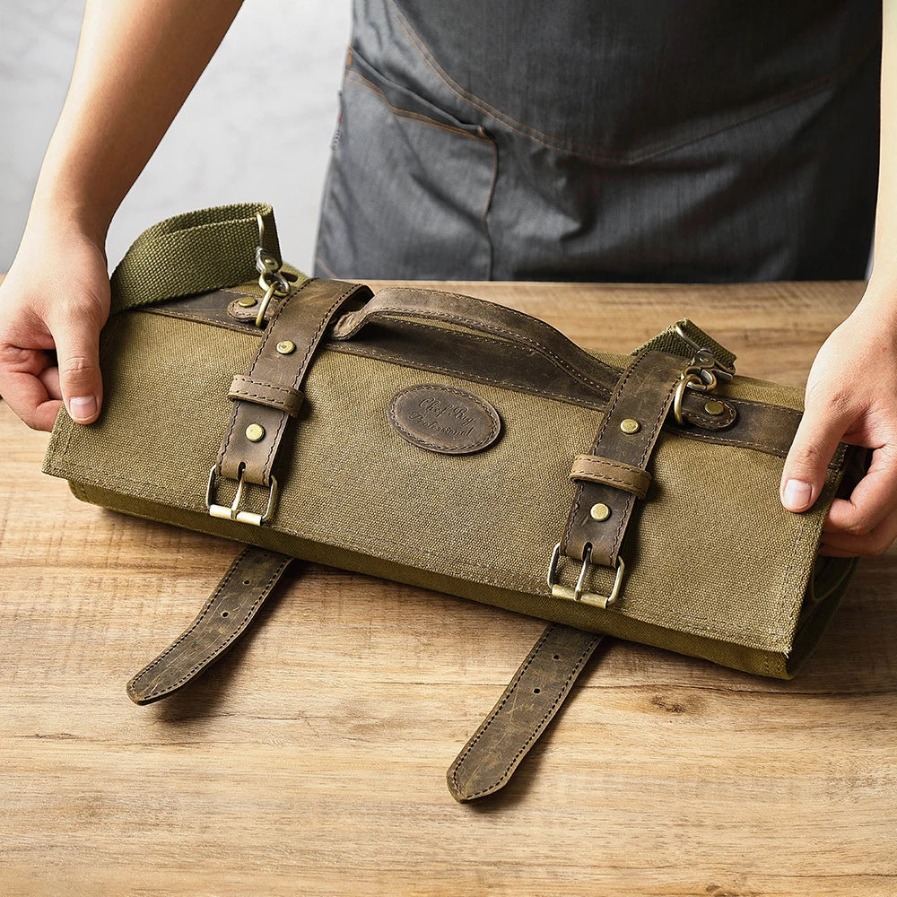 HEZHEN Oil-Waxed Canvas Knife Roll