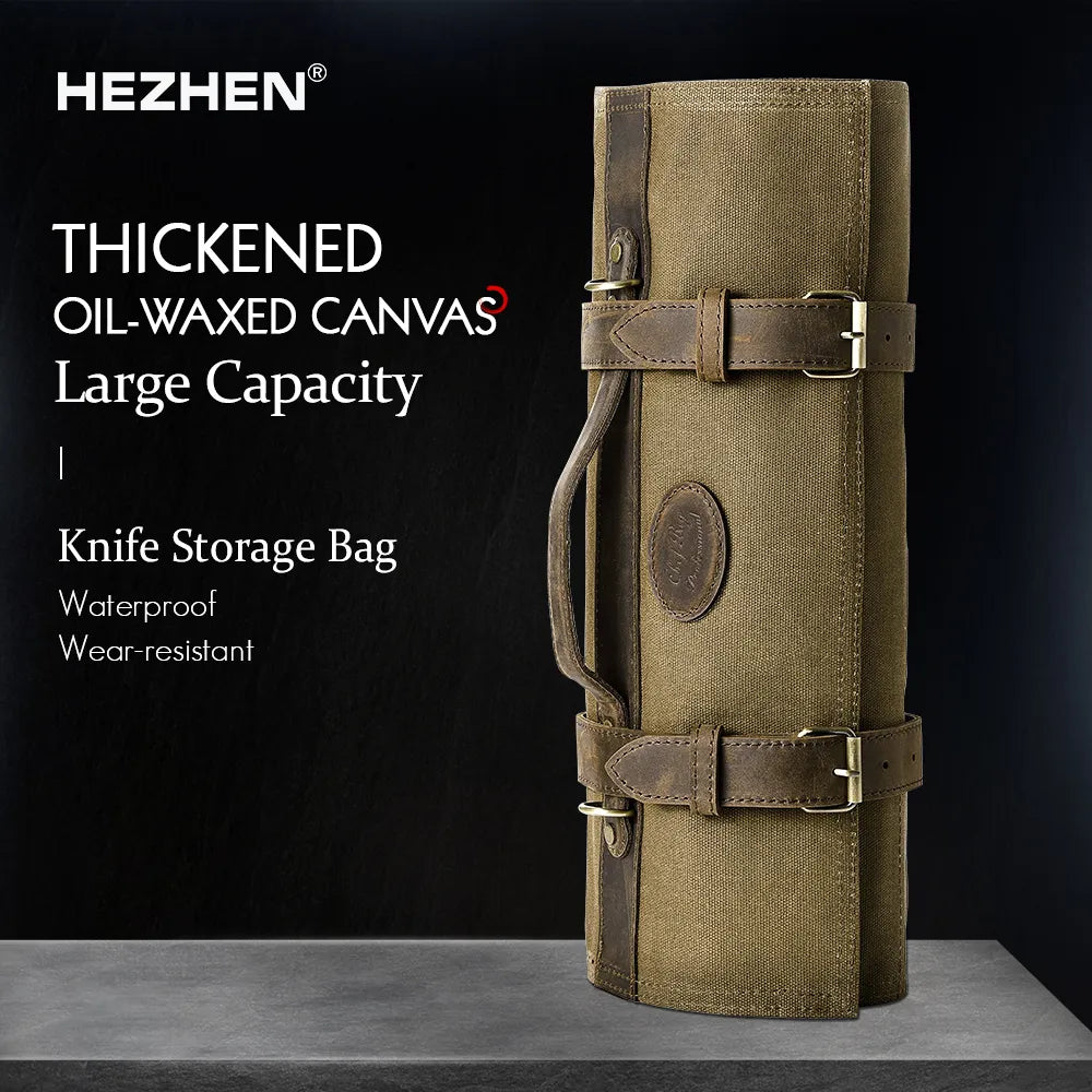 HEZHEN Oil-Waxed Canvas Knife Roll